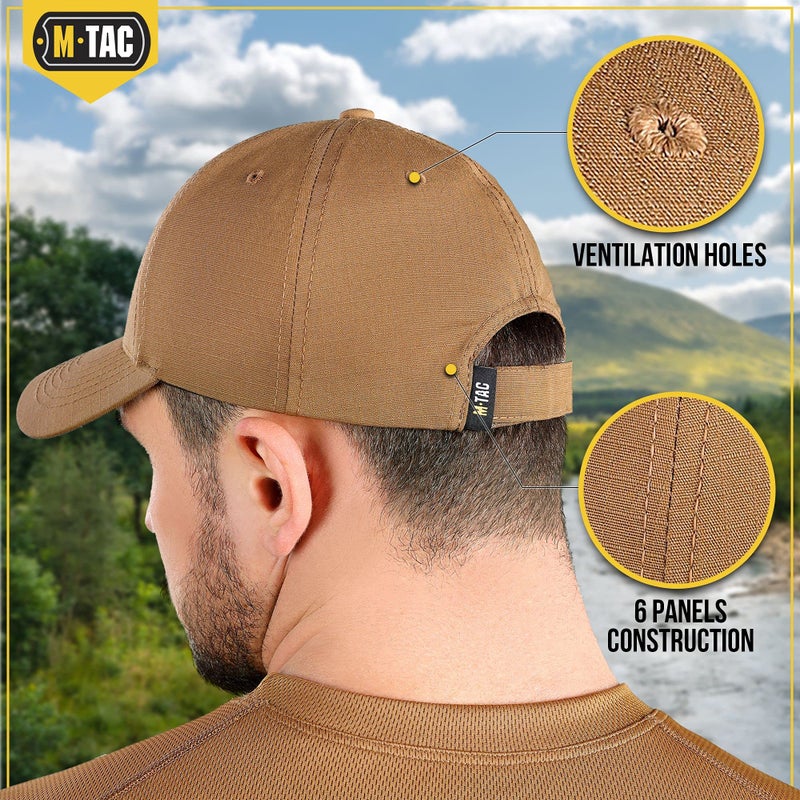 M-Tac Tactical Baseball Cap - Adjustable Plain Workout Ball Cap, Ripstop Hats for Men and Women (Coyote, M) - Image 5